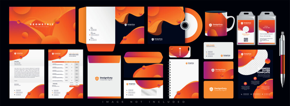 Corporate identity set branding template design kit. editable brand identity with abstract background color for Business Company and Finance Vector