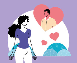 woman imagining her attractive boyfriend