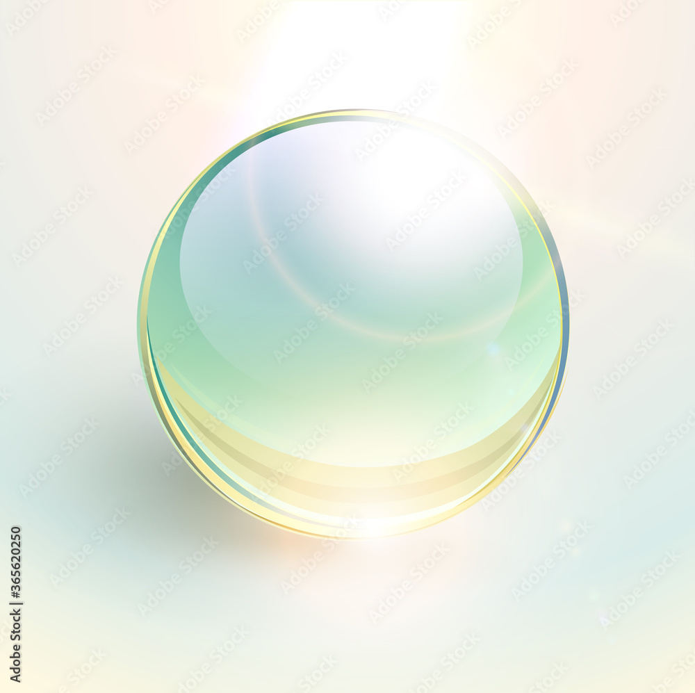 Aufkleber background with shiny green sphere, 3d glossy ball dynamic vector illustration.