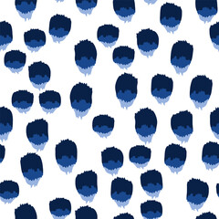 Indigo Brushstroke Vector Seamless Pattern. 