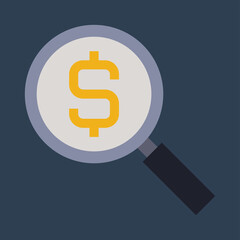 Graphic mall, Find dollar money, Flat color icon.