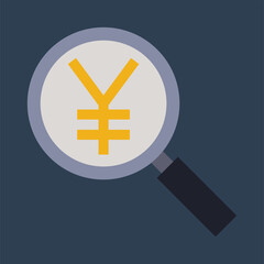 Obraz premium Graphic mall, Find yen money, Flat color icon.