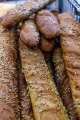 French freshly baked baguette made of rye flour. High quality photo