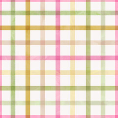 Beautiful seamless cell pattern with watercolor colorful stripes. Stock illustration.