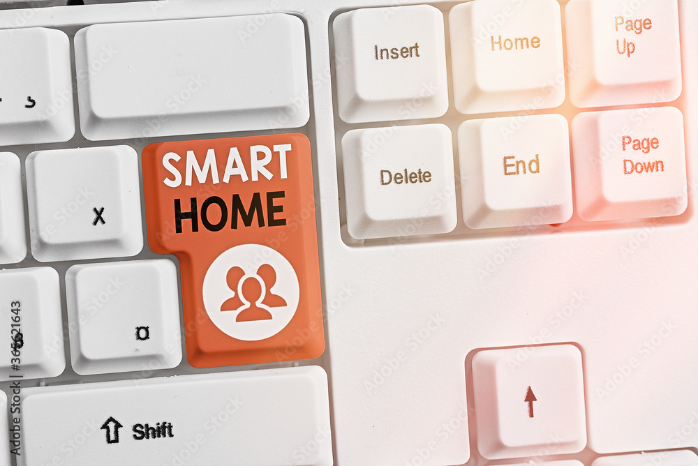 Poster text sign showing smart home. business photo text equipped home can be controlled remotely by phone 