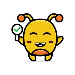 cartoon yellow monster holding sign