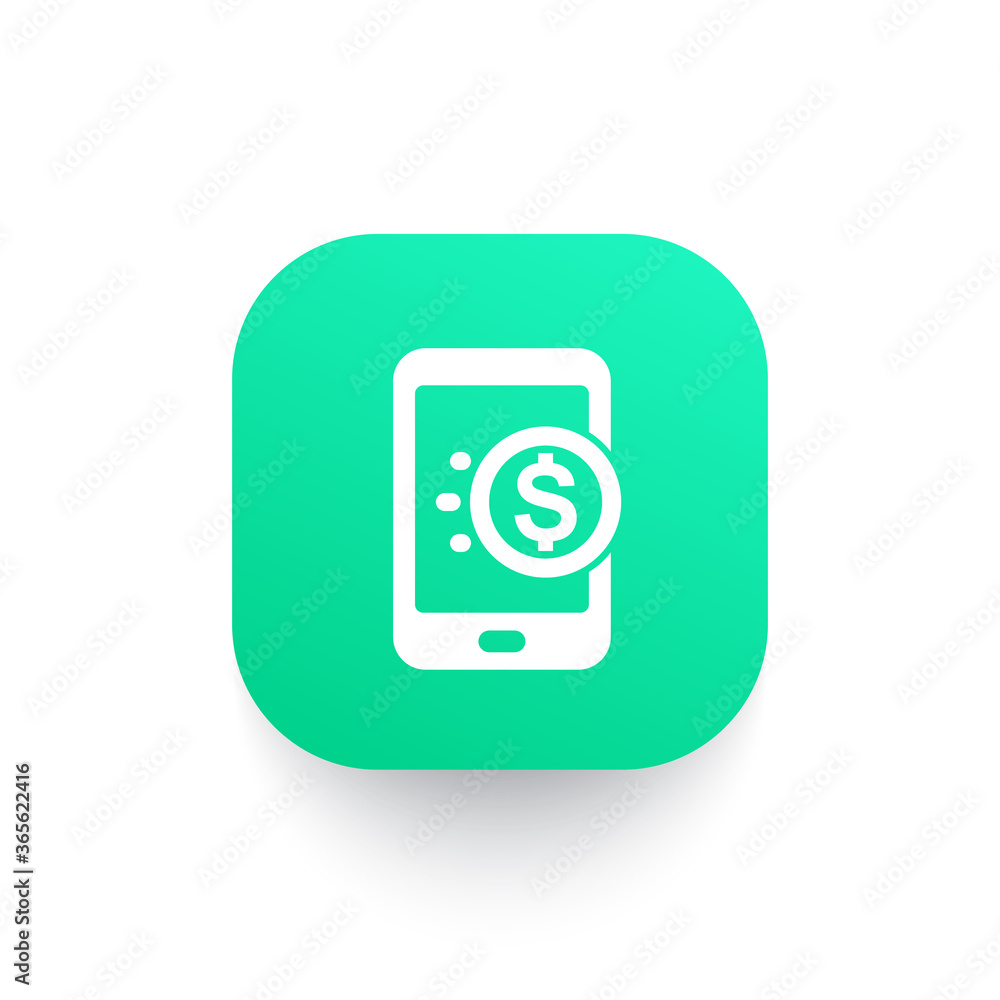 Sticker money transfer icon, mobile payment