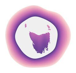 Tasmania icon. Colorful gradient logo of the island. Purple red Tasmania rounded sign with map for your design. Vector illustration.