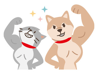 筋肉ムキムキで元気な犬