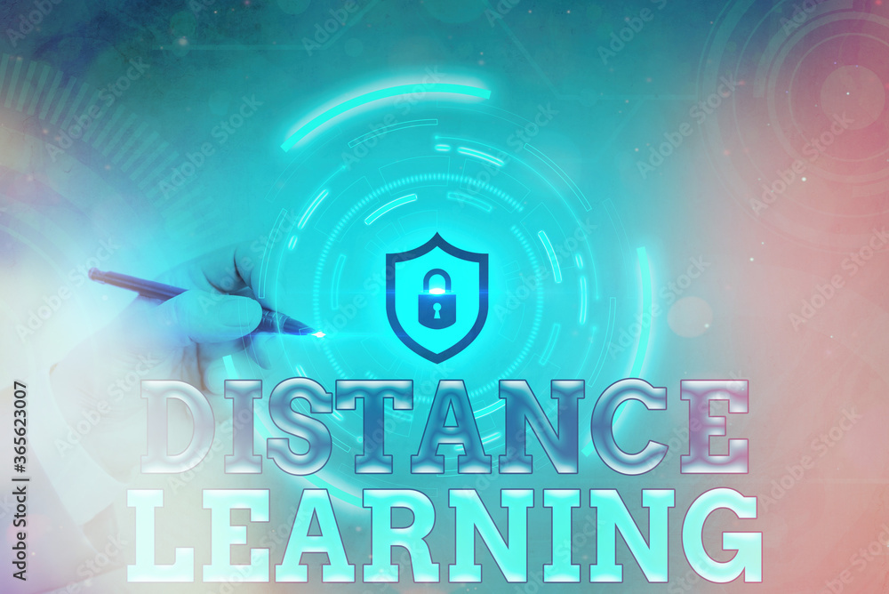 Poster conceptual hand writing showing distance learning. concept meaning educational lectures broadcasted 