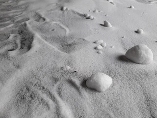 Background blur white urea pile.