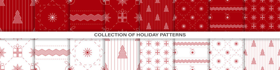 Pattern background. Christmas seamless patterns. New year patterns. Endless texture for wallpaper, web page background, wrapping paper and etc. Vector illustration