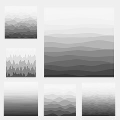 Abstract waves background collection. Curves in grey colors. Cool vector illustration.