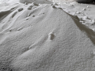 Background blur white urea pile.