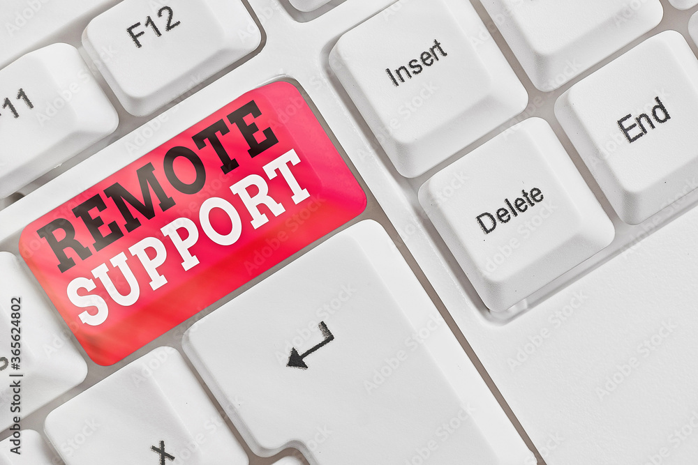 Poster conceptual hand writing showing remote support. concept meaning type of secure service, which permit