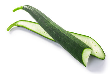 Fresh  immature Luffa (Luffa acutangula pepo fruit), cut in half, isolated w clipping paths