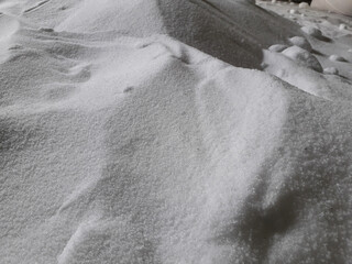 Background blur white urea pile.