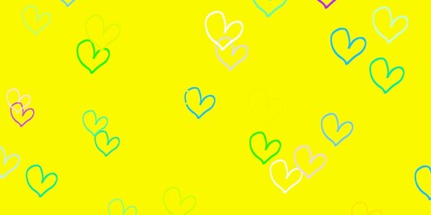 Light Multicolor vector backdrop with sweet hearts.