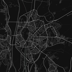 Urban city map of Seville. Vector poster. Grayscale street map.
