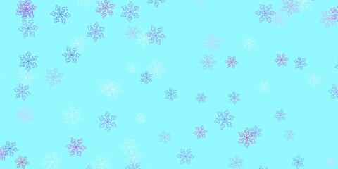Light blue, red vector doodle template with flowers.