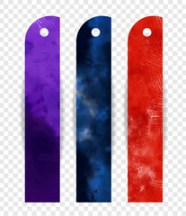 Set of colorful bookmark design with abstract watercolor paint.