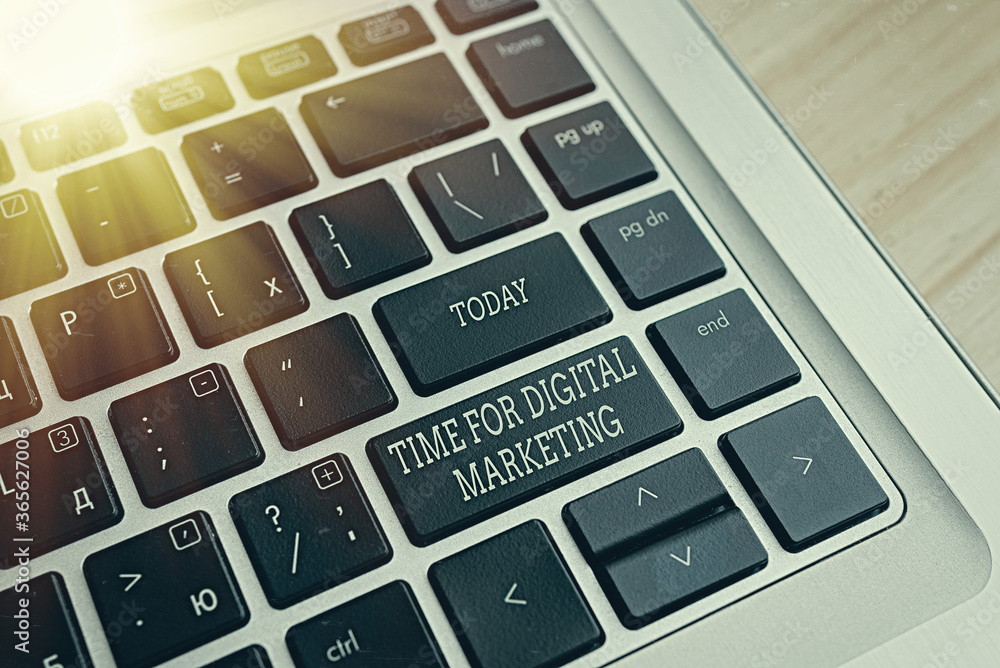Poster handwriting text writing time for digital marketing. conceptual photo advantage on technology social