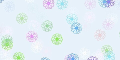 Light blue, red vector natural backdrop with flowers.