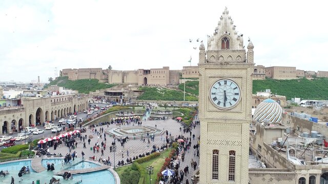 Aerial view of clock tower of Erbil.