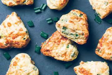 Freshly baked Scones with Spring Onion and Herbs
