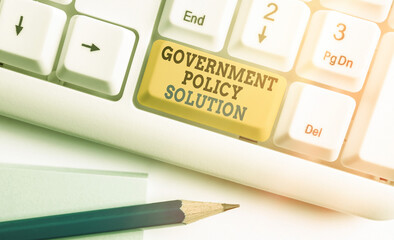 Handwriting text Government Policy Solution. Conceptual photo designed game plan created in...