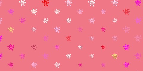 Light pink, yellow vector backdrop with virus symbols.