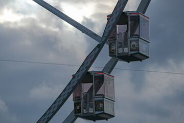 Brussels / Belgium - The view landmark before a summer sunset - touristic wheel with amazing view over the city