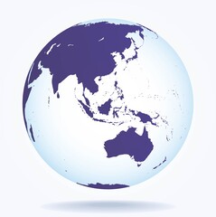 Obraz premium Earth hemispheres with continents, realistic world map in globe shape
