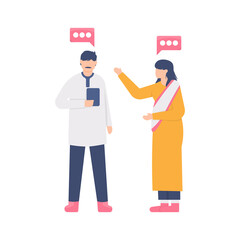 illustration of a couple of Indian businessmen talking to each other. the concept of chat, discussion, relationships, friendship, and meetings. flat design. can be used for elements, landing pages, UI