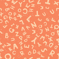 Vintage pattern with letters seamless for decoration design. Modern abstract vector background. Handwritten brush lettering. Hand drawn style.