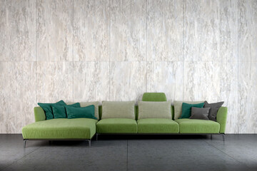 Large luxury modern minimal bright interiors room mockup illustration 3D rendering