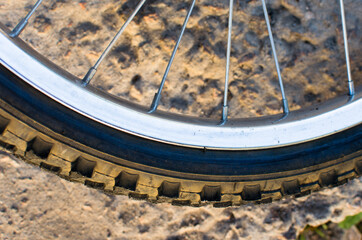 bicycle wheel in the park