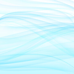 Light blue curved lines. Transparent stripes. Delicate abstract background. Soft colored gradient. Wave design. Artistic concept of water, sea, ocean, winter
