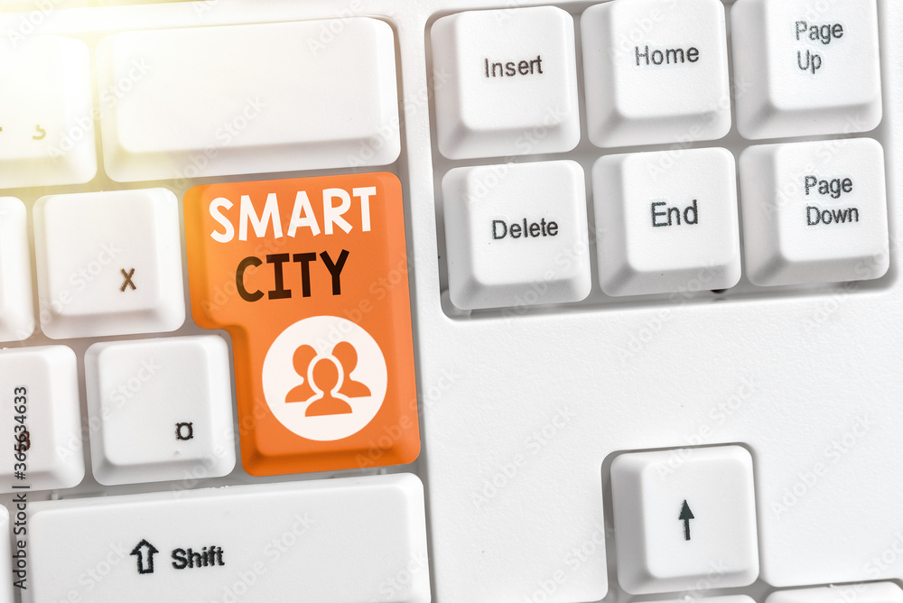 Poster text sign showing smart city. business photo text an urban area that uses communication technologies
