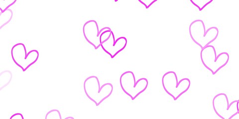 Light Pink vector background with hearts.