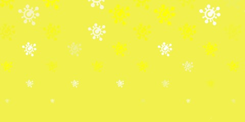 Light Yellow vector background with covid-19 symbols.