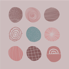 Nine abstract rounded shape with color tone earth. Every shape is isolated. Hand drawn. Every shape is revise able.