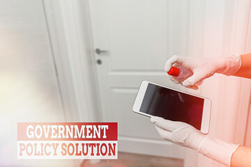 Word writing text Government Policy Solution. Business photo showcasing designed game plan created...