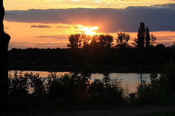 beautiful sunset in Moravia lake