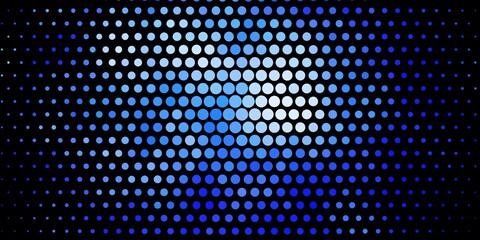 Dark BLUE vector pattern with spheres. Abstract colorful disks on simple gradient background. Pattern for wallpapers, curtains.
