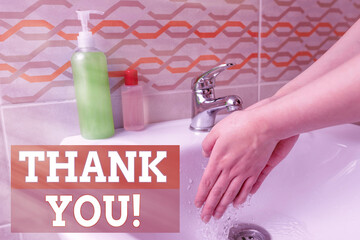 Handwriting text Thank You. Conceptual photo polite expression to acknowledge a gift, service or...