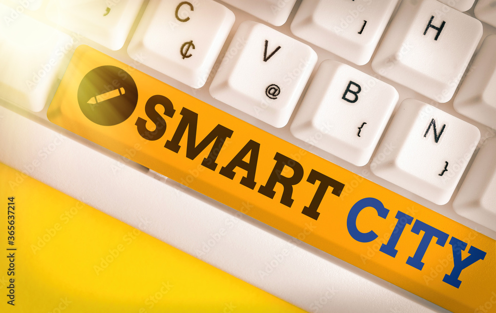 Poster handwriting text smart city. conceptual photo an urban area that uses communication technologies to 