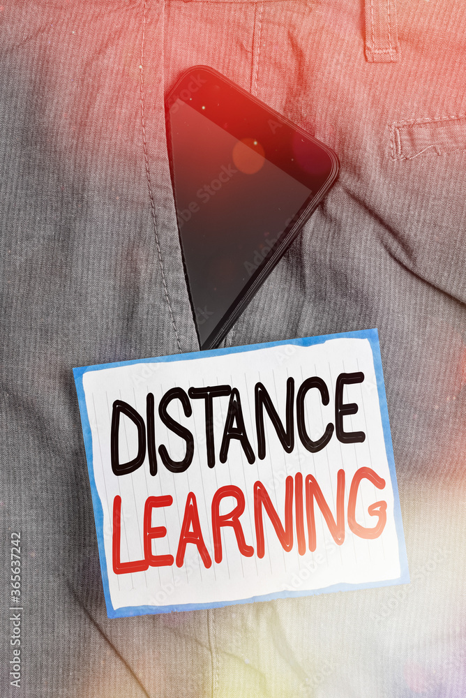 Aufkleber conceptual hand writing showing distance learning. concept meaning educational lectures broadcasted 