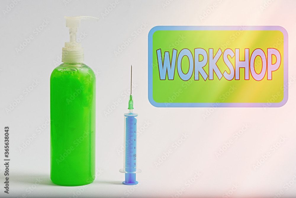 Poster text sign showing workshop. business photo text space or a building where the goods are produced or 