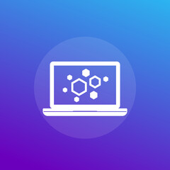 nanoparticles icon with laptop, vector